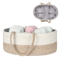 maxgoods Baby Diaper Caddy Organizer -100% Cotton Baby Basket Bin with Removable Divider -Portable Tote Bag Storage Basket for Boy & Girl Nursery Organization (White & Yellow Variegated)
