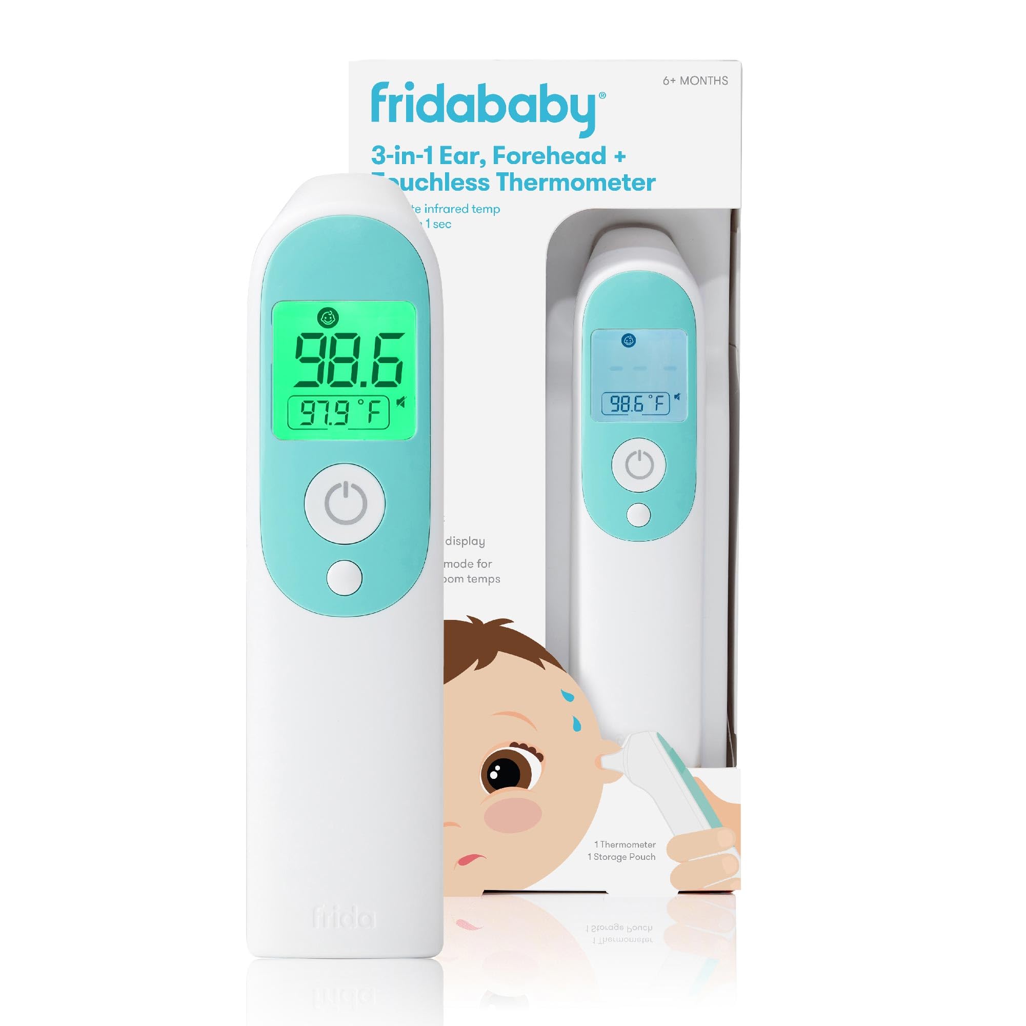 Frida Baby Thermometer 3-in-1 Infrared Thermometer for Ear Forehead & Touchless FSA/ HSA Eligible Fever Thermometer for Baby Infants Toddlers Kids & Adults