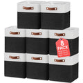 Uiifan 8 Pack Fabric Storage Basket Storage Foldable Bin with Handles Linen Storage Containers Organization cubes for Shelves Closet Organizer Baskets for Toy Nursery(12 x 12 x 12 InchBlack)